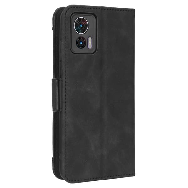 Stilfuldt Læder Etui med Pung til Motorola Edge 30 Neo - Sort Black