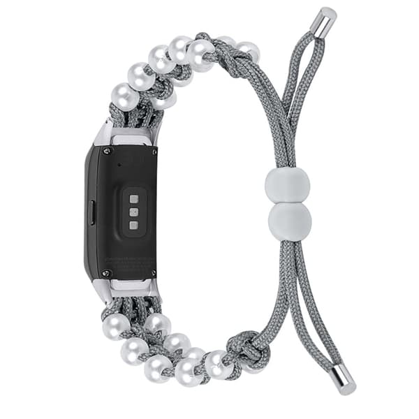 Samsung Galaxy Fit urrem i nylon med perledekor - Grå Silver grey