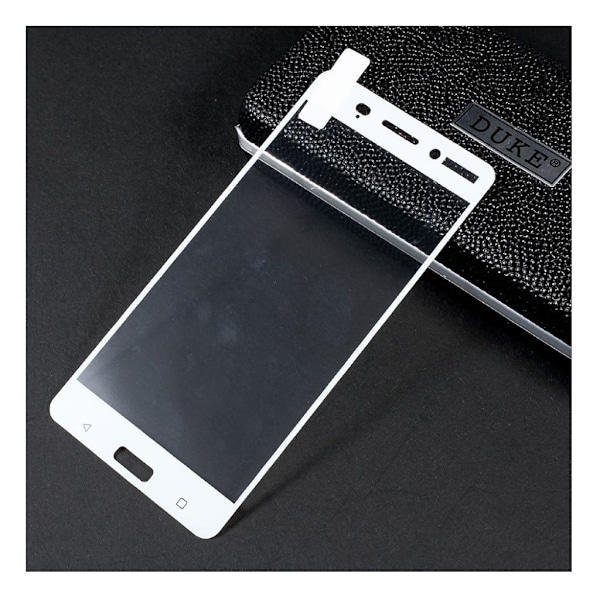 Nokia 6 Silk Print Herdet Glass- Hvit White