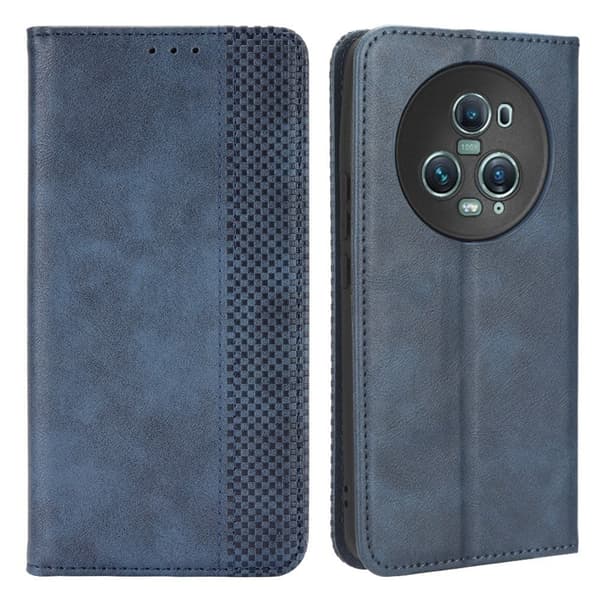 Bofink Vintage läder Honor Magic5 Pro fodral - Blå Blå