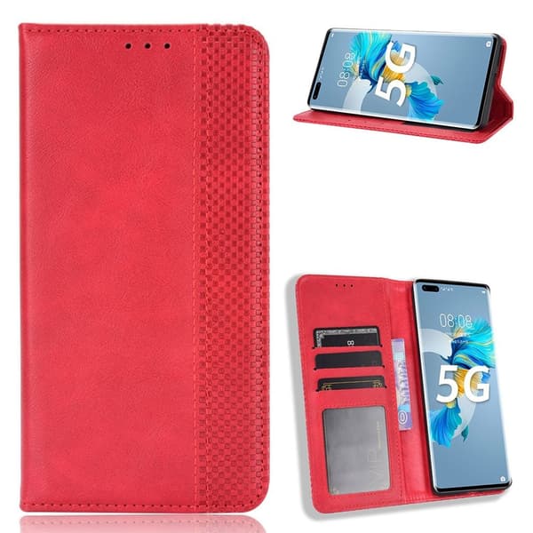 Bofink Vintage Huawei Mate 40 Pro Plus Lær Etui - Rød Red