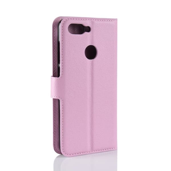 ZTE Blade V9 litchi skin læder flip case - Lyserød Pink