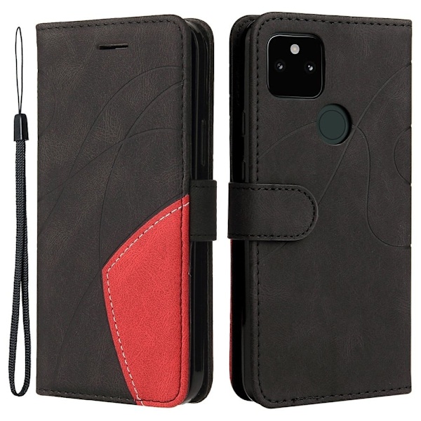 Teksturoitu nahkakotelo hihnalla Google Pixel 5a - Musta Black