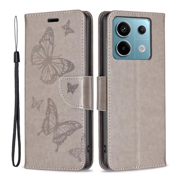 Butterfly Xiaomi Redmi Note 13 Pro 5G  Læderetui - Grå Silver grey