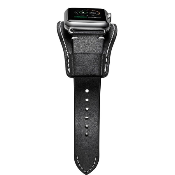 Crazy Horse Apple Watch Series 5 / 4 40mm urrem i ægte læder - Sort / Sort Black