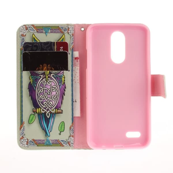 LG K4 2017 mønstret PU læder flip cover - Farvelagt Ugle Multicolor