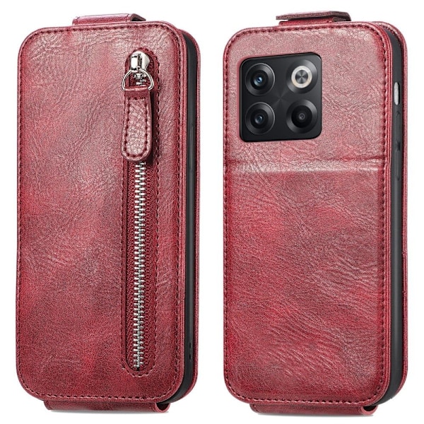 Vertical Flip Phone Suojakotelo With Zipper For OnePlus 10T / Ace Pro - Punainen Red