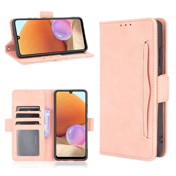 Modern-styled Lær Lommebok Etui til Samsung Galaxy A32 - Rose Gull Pink