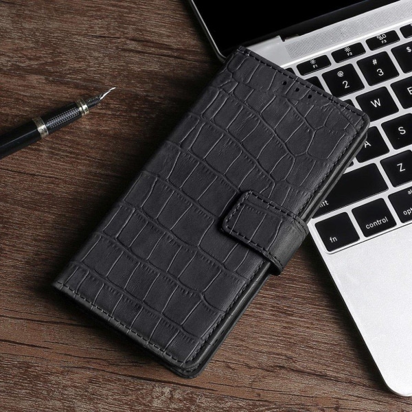 Crocodile Textured Læder Etui til Samsung Galaxy A32 - Sort Black