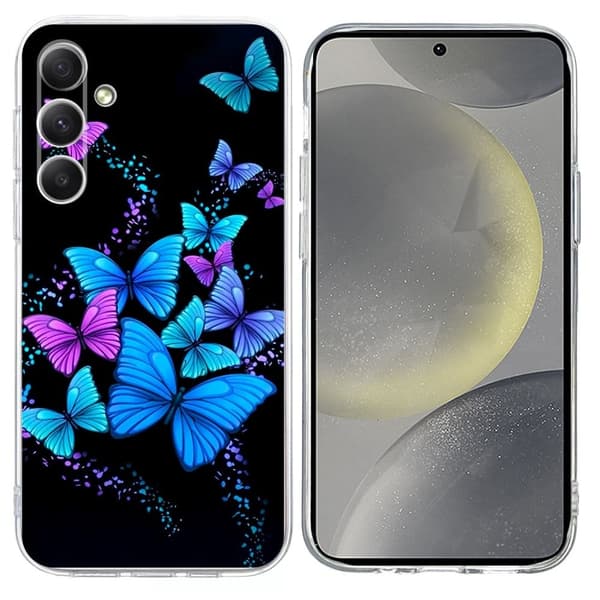 Vibe Samsung Galaxy S24 Plus cover - Farverige Sommerfugle Blue