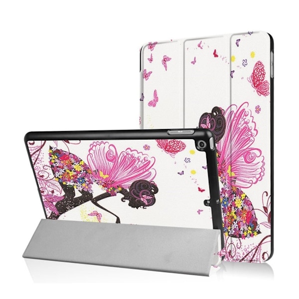 iPad (2017) mönster läderfodral - Fjärils fe multifärg