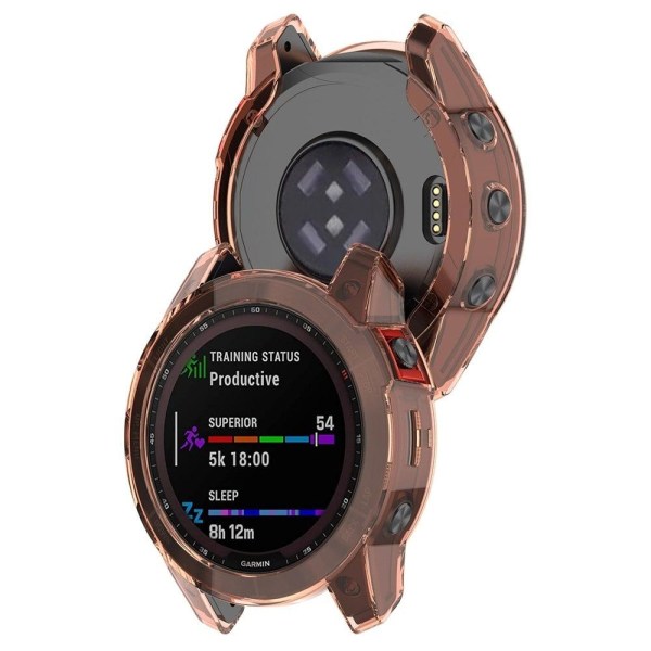 Garmin Fenix 7S läpinäkyvä suojus - Läpinäkyvä Oranssi Orange