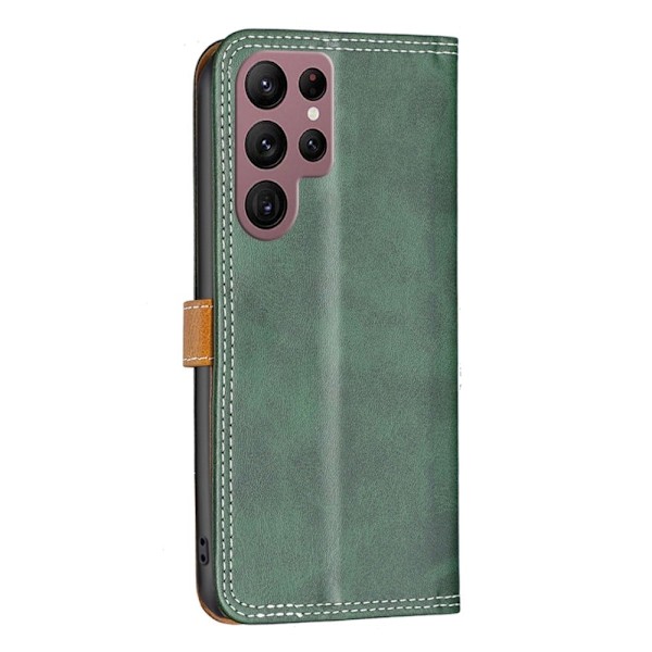 BINFEN kaksivärinen nahkakotelo Samsung Galaxy S22 Ultra - Vihreä Green