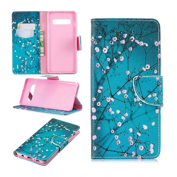 Samsung Galaxy S10 Plus kuosillinen nahkainen flip Suojakotelo - Wintersweet Multicolor