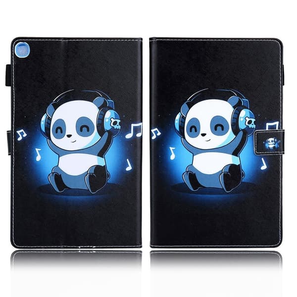 Samsung Galaxy Tab A7 10.4 (2020) Beautiful Mønstret Lær Etui - Panda Blue