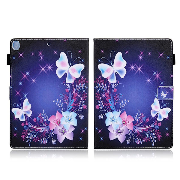 Cool  læder flip etui til iPad (2018) - blomster / sommerfugl Multicolor