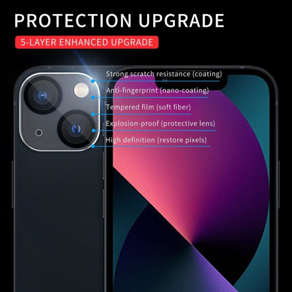 iPhone 13 Mini sort silke hærdet glas kameralinsebeskytter Transparent