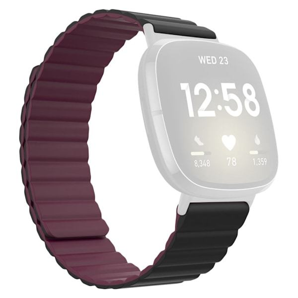 Fitbit Sense 2 / Versa 4 silikone-urrem - Sort / Rødvin Red