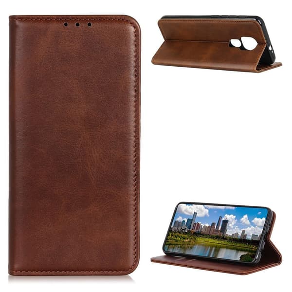 Wallet-style ægte Læder Flipcase til Motorola Moto G Play (2021) - Kaffe Brown