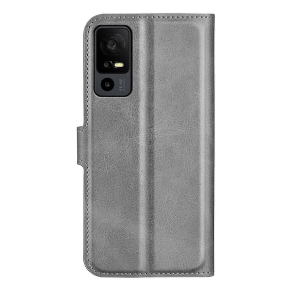 Lompakko Nahkakotelo For Tcl 40r - Harmaa Silver grey