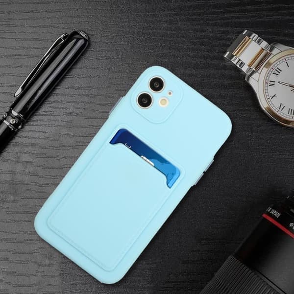 Kortholdercover til iPhone 12 - Babyblå Blue