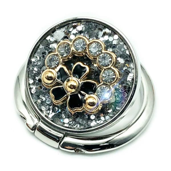 Universal rhinestone guirlande stil drejelig telefonring stander - Sølv Silver grey