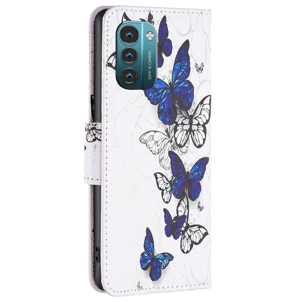 Wonderland Nokia G11 / Nokia G21 flip etui - Blå Sommerfugle Blue