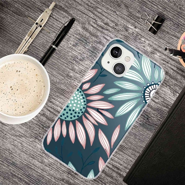 iPhone 14 Plus 6,7 tommer Drop-proof Pattern Printing Clear Design Back Case IMD Soft Flexible Wear-resistant Protective Phone Case - Lyserød Pink