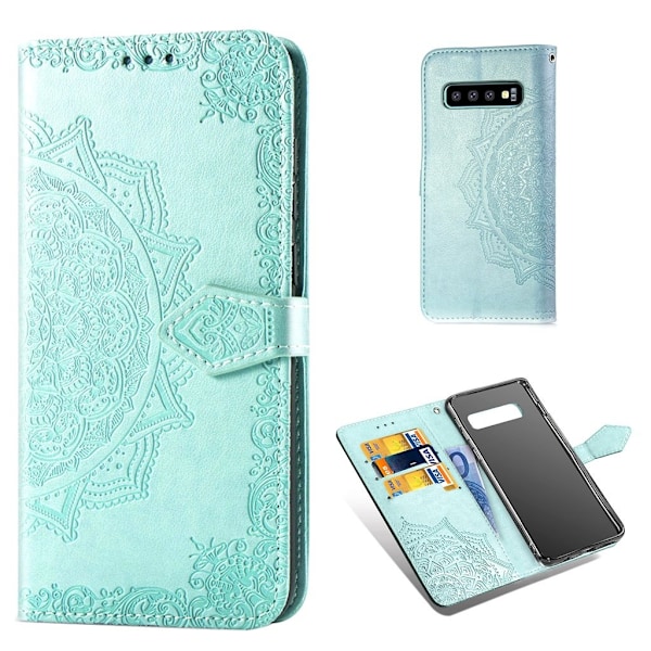 Mandala läder Samsung Galaxy S10 Plus fodral - Grön Grön