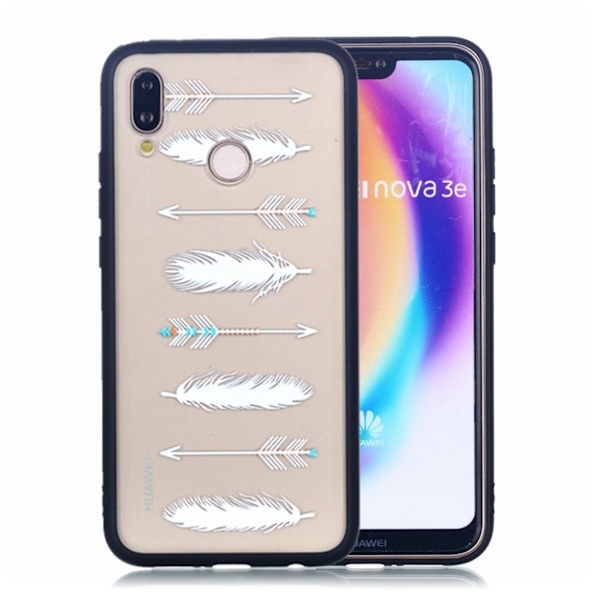 Huawei P20 Lite gummerat fodral med mönsterutskrift - Pil Och Fjäder multifärg