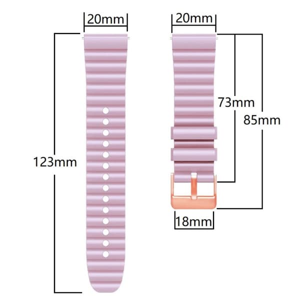 20 mm universal silikonrem med horisontale striper og spenne i rosa gull - Hvit + Khaki White