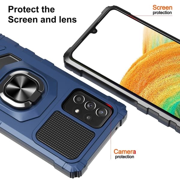 Slidstærkt cover i hård plast med blød inderside og kickstand til Samsung Galaxy A33 5G - Blå Blue