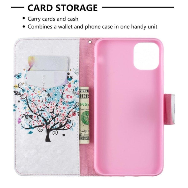 Wonderland iPhone 11 Pro Max flip etui - Blomstret Træ Pink