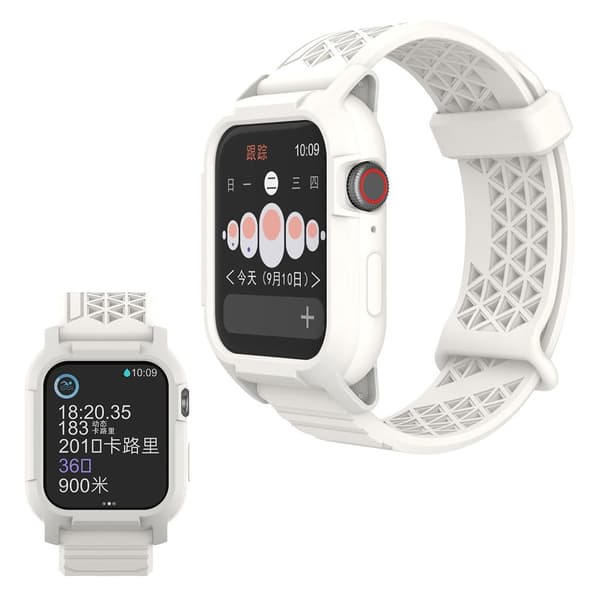 Apple Watch Series 5 44mm durable silicone watch band - White Vit