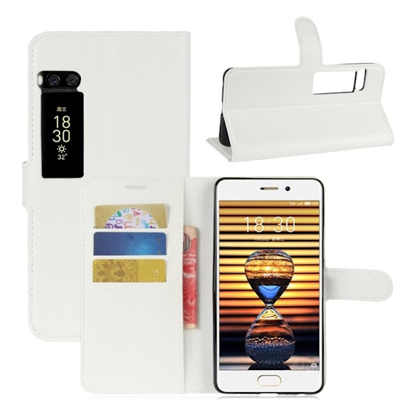 Meizu Pro 7 Vikbart läder fodral - Vit Vit