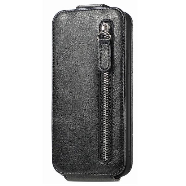 Vertical Flip Phone Suojakotelo With Zipper For Motorola Moto E13 - Musta Black