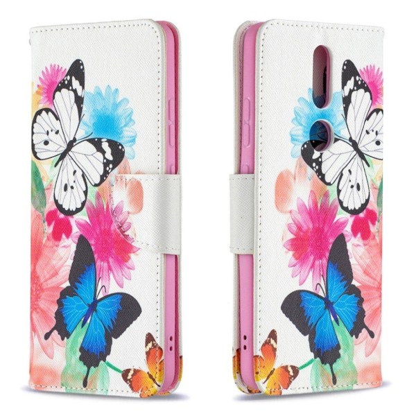 wonderland Nokia 2.4 flip etui - blå sommerfugl Multicolor