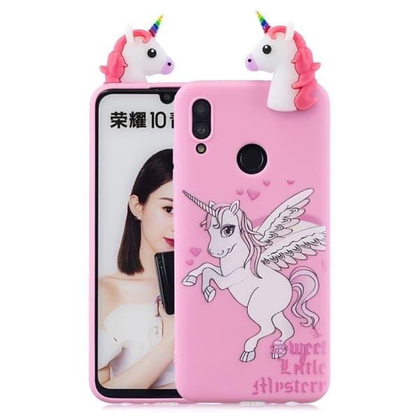 Huawei P Smart 2019 fodral med 3D figur och mönster - Enhörning multifärg