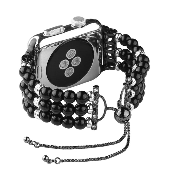 Apple Watch (41mm) stylish agate pearl watch strap - Pearl / Bla Svart