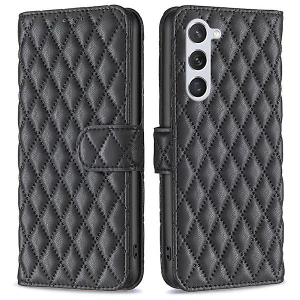 Rhombus mat Samsung Galaxy S23 flip etui - Sort Black