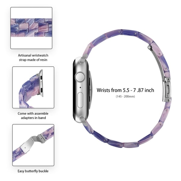 Apple Watch SE 2022 (40mm) klockarmband med 3 pärlor i resin och genomskinligt hölje - Lila Rosa Mix Rosa