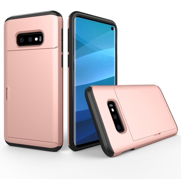 Samsung Galaxy S10e Korthållare hybrid fodral - Rosguld Rosa