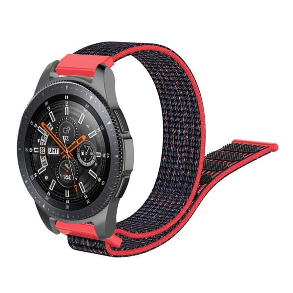Samsung Galaxy Watch (46mm) 22mm nylonurrem - sort / rød Black