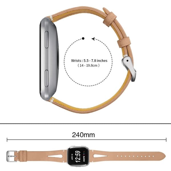 Urrem i ekte skinn til Fitbit Versa - Kaffe Brown