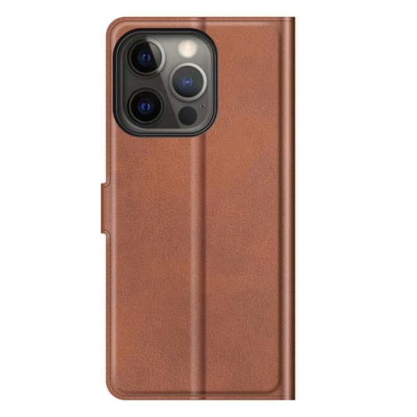 iPhone 13 Pro læderetui med pung - Brun Brown