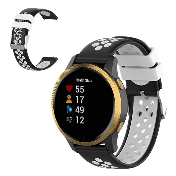 Bi-farvet silikone-urrem til Samsung-ur - Sort / Hvid Black