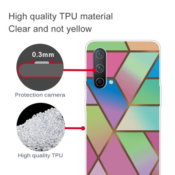 Marmormotiv OnePlus Nord CE 5G skal - Rosa/Grön Och Blå Gradienter multifärg