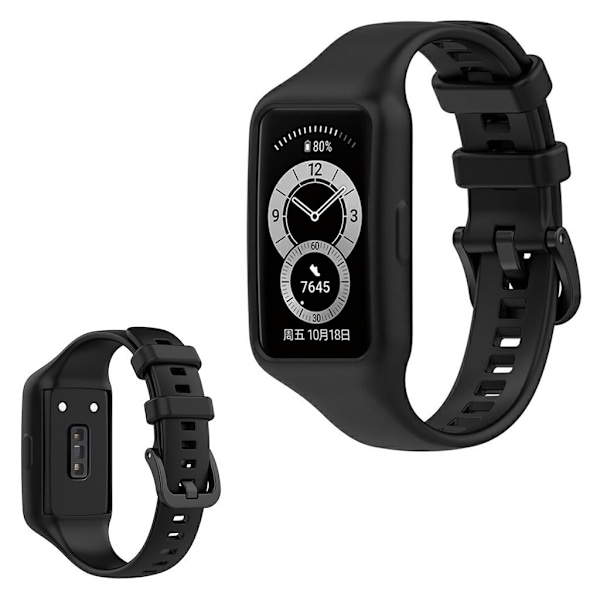 Honor Band 6 integreret silikone urrem - Sort Black