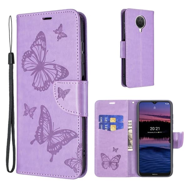 Butterfly Nokia G20 Flip etui - Lilla Purple