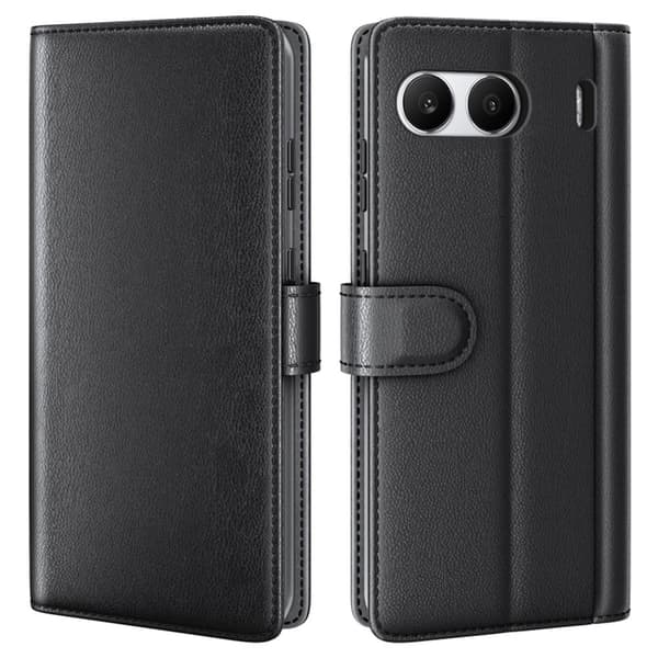 Aito nahkakotelo luottokorttipaikoilla OnePlus Nord 4 - Musta Black